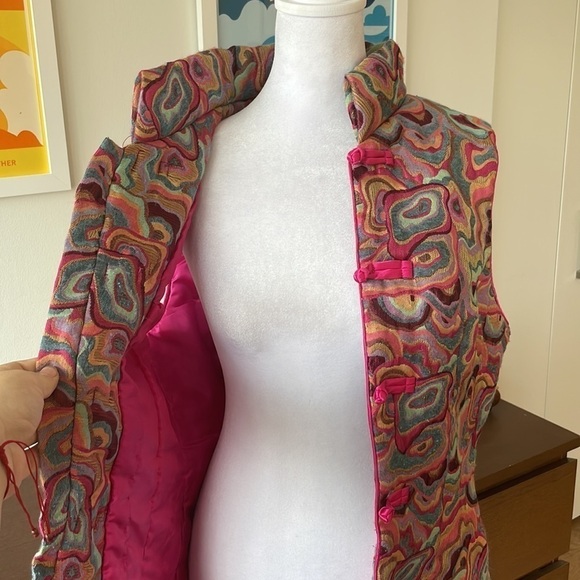 VINTAGE Chinese Hand woven fabric vest - Picture 1 of 8